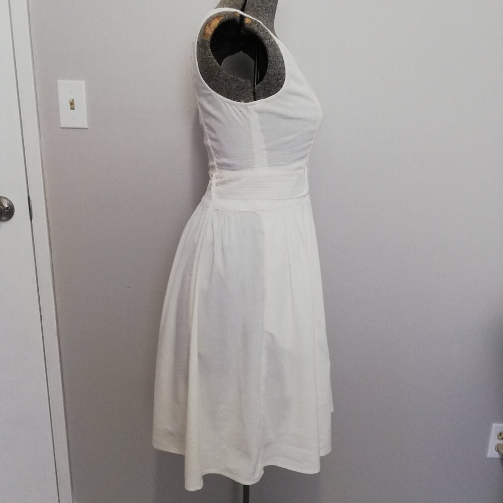 Theory White V-Neck Sleeveless Midi Dress with Belt - Picture 5 of 12